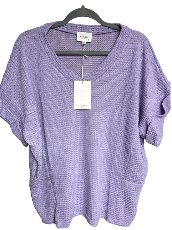 ANDREE BY UNIT Tops - Andree By Unit / Lavender Waffle-Knit V-Neck Top